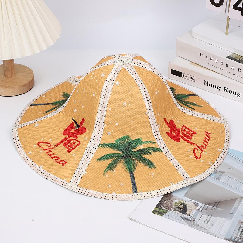Hainan big edge hat straw hat foldable sunscreen sun hat outdoor fishing sunscreen non-woven folding double-layer hat