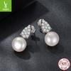 S925 Sterling Silver Freshwater Pearl Mozzarella Stud Earrings Elegant Charm Temperament Moissanite Stud Earrings
