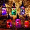 Halloween Hanging Glowing Ghost Hat Lights Decoration Glowing Witch Hat alloween Party Props for Outdoor, Yard, Tree