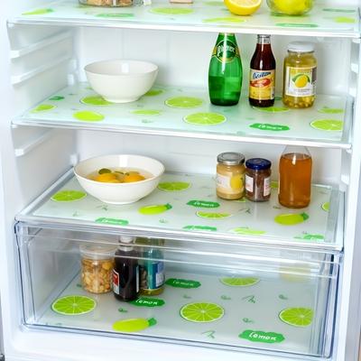 4 Piezas de Esterillas Impermeables para Refrigerador - Resistentes a la Humedad, Antideslizantes, Lavables, Reutilizables, Material EVA, Novedoso Diseño de Limón