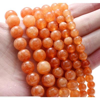 Fashion Natural Stone Sunstone Charm Loose Bead DIY Round Beads Jewelry Accessories