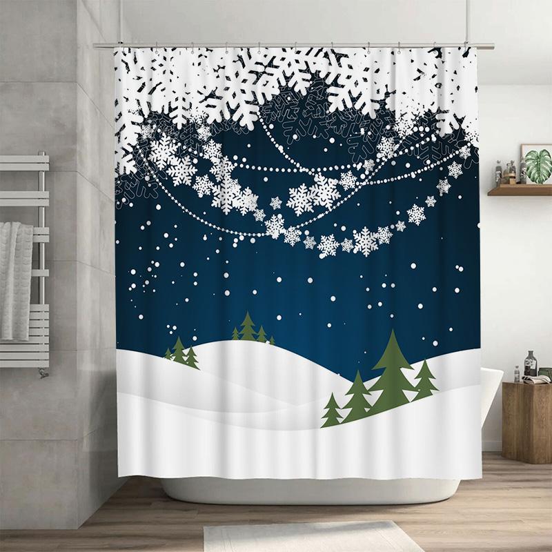 

Tu Winter Forest Shower Curtain Snowy Trees Landscape Backdrop Bathroom Decor Festive Holiday Nature Scenic Waterproof Fabric W60H190(CM)-1 Pcs