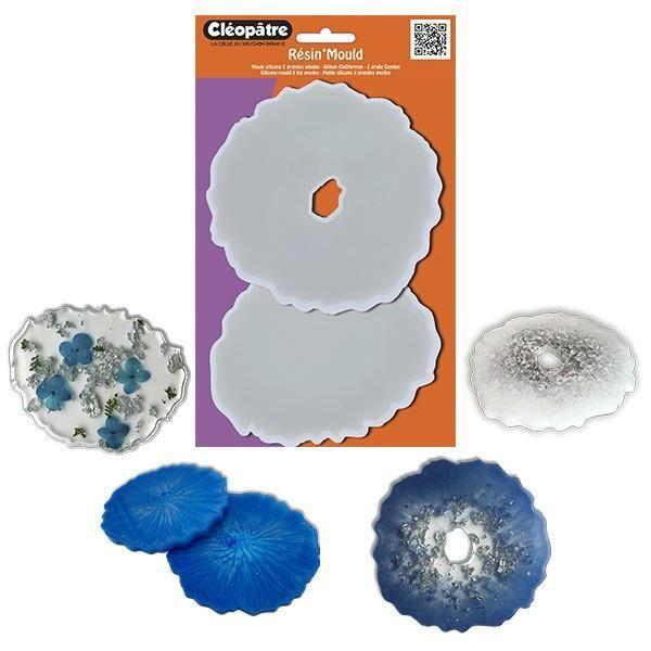 2 moules en silicone - Modèle géode - Sous-verre - Décoration - Cléopâtre