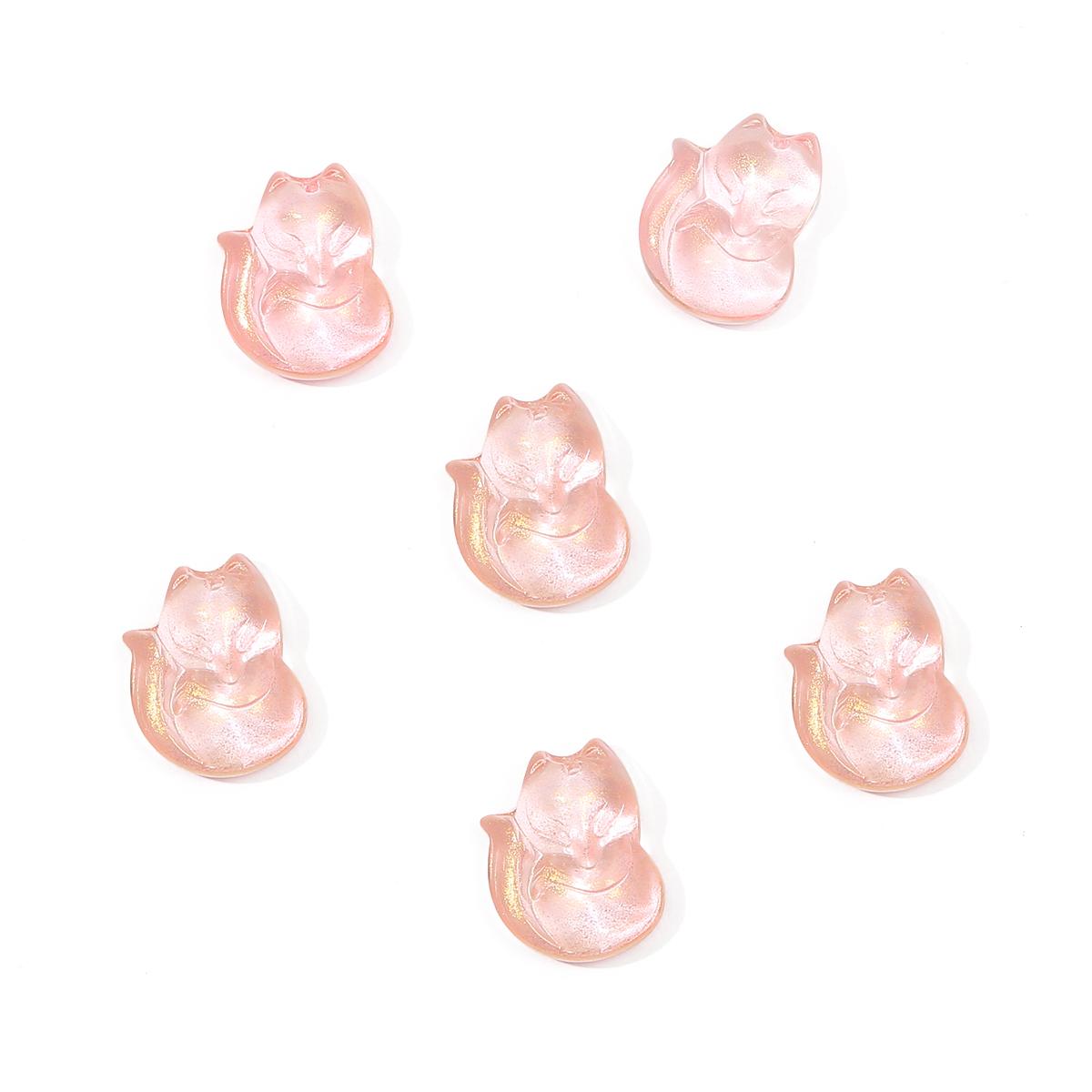 

10 шт. 18x14 мм стеклянные подвески с лисой, бусины для самостоятельного изготовления серег, ожерелья, ювелирных изделий персиковый