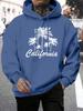 Creative California Coconut Tree Design Men Hoodies All-Match Fleece Hoody Pocket Multicolor Clothes Loose Casual Streetwear