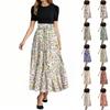 Women's Fashion Casual Belt Short Sleeve Round Neck Floral Stitching Elegant Temperament Dress