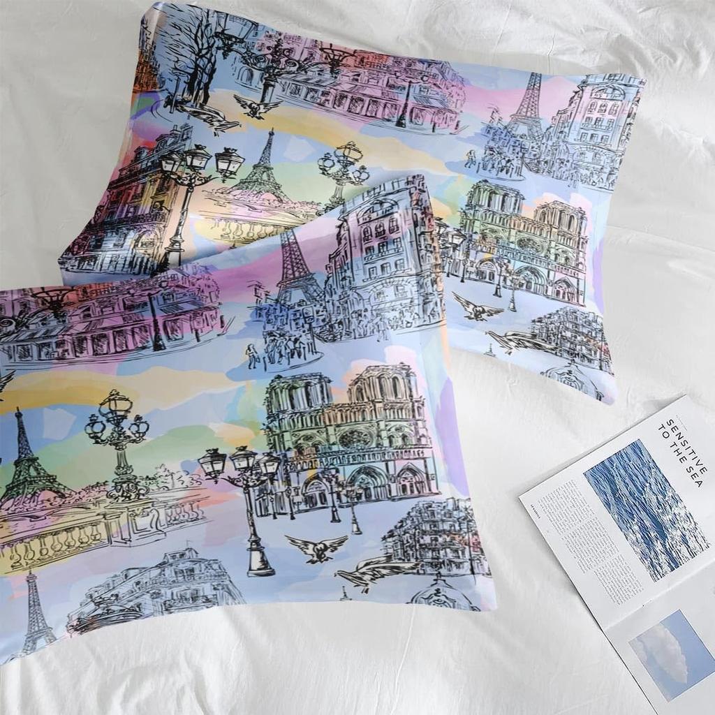 Fashion City Scenery Bedding Set Tropical Forest Plant Duvet Cover Set Pillowcases Soft Queen King Size Kids Adult Birthday Gift