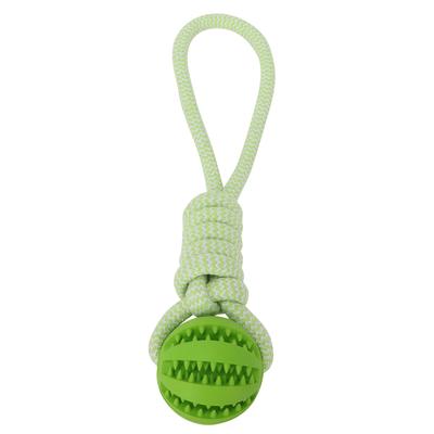 Cotton Rope Outdoor Ball Dog Leakage Clean Teething Rubber Chewing Toys Pet SupplyGreen