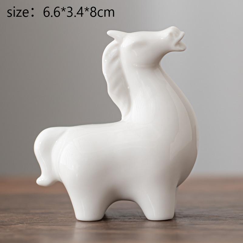 Ceramic Pony Tea Pet Ornament Home Black Horse Decoration Gilded High-end Handmade White Porcelain Horse Ornament Tea Playing