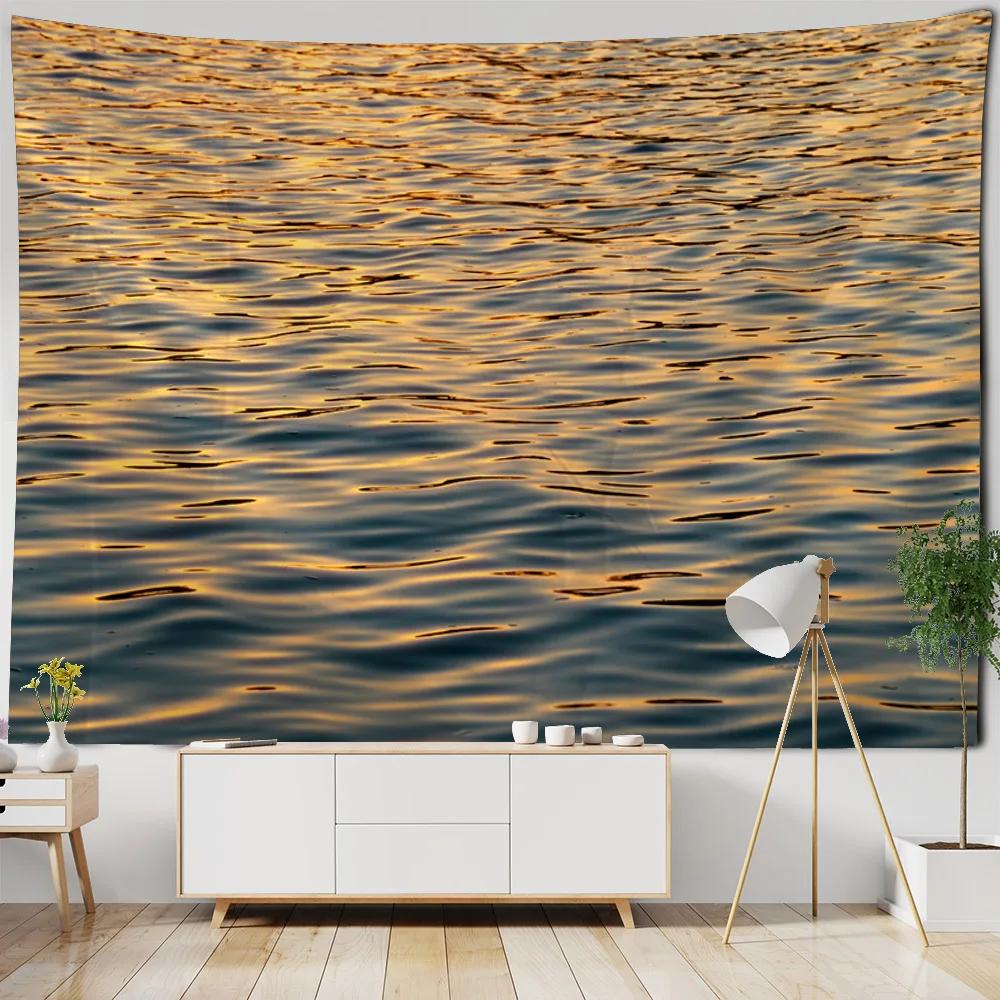 VIKAMA Sparkling Ocean Beach Tapestry Wall Hanging Waterproof Outdoor Picnic Mat Bedroom Living Room Wall Decor