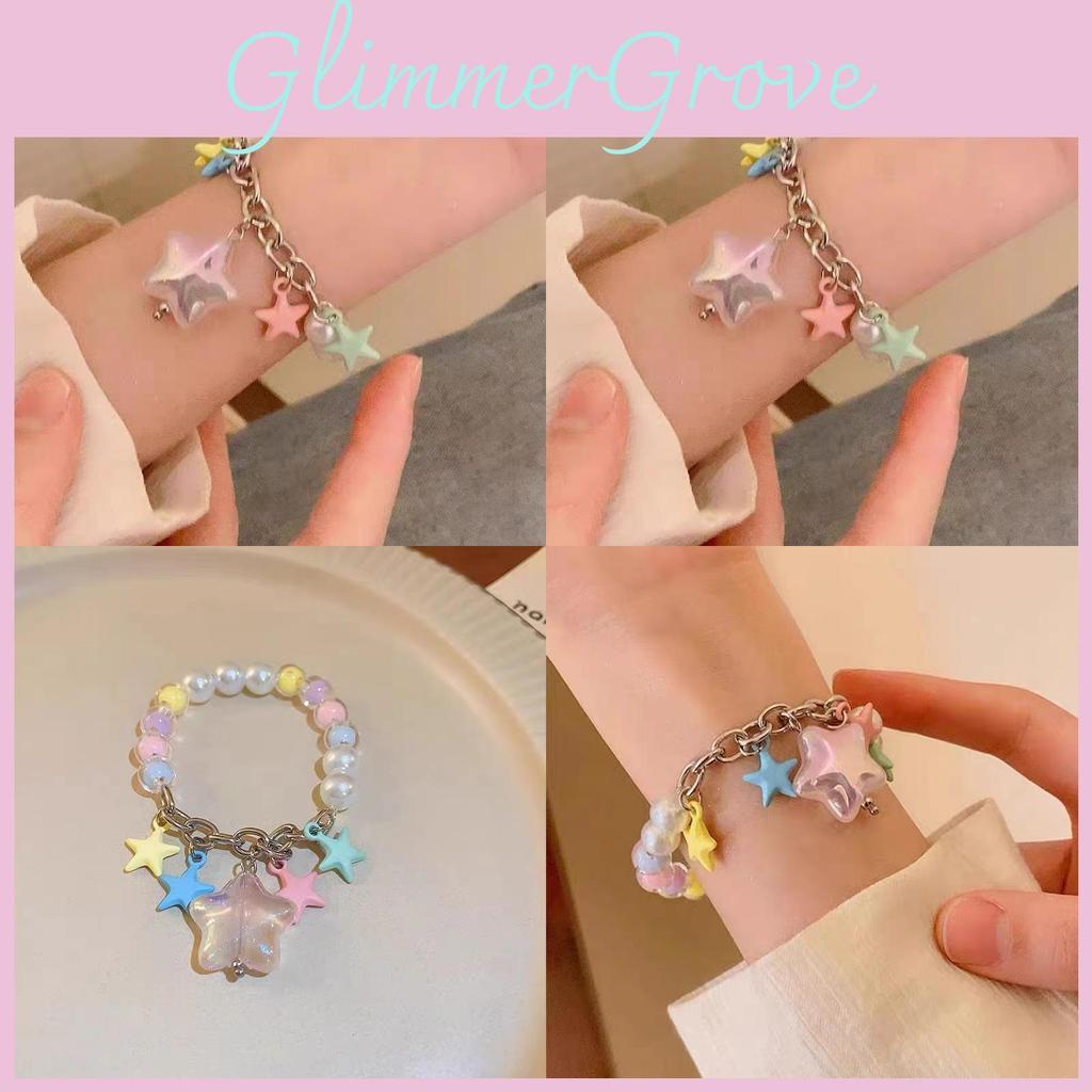 Lightweight Luxury Colorful Star Bracelet Handmade Resin Sweet Chic Dopamine Design For Women