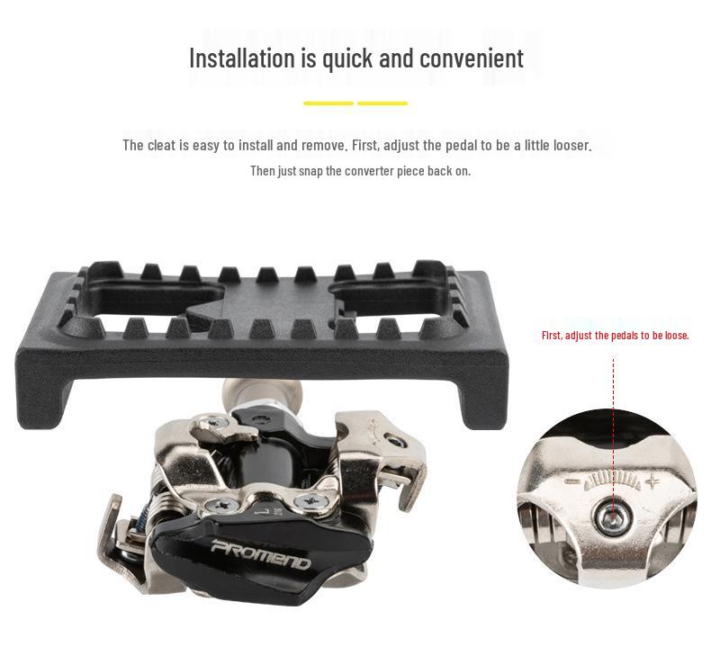 Mountain Bike Pedal Cleats Converter: Clipless To Flat with Straps & Reflectors