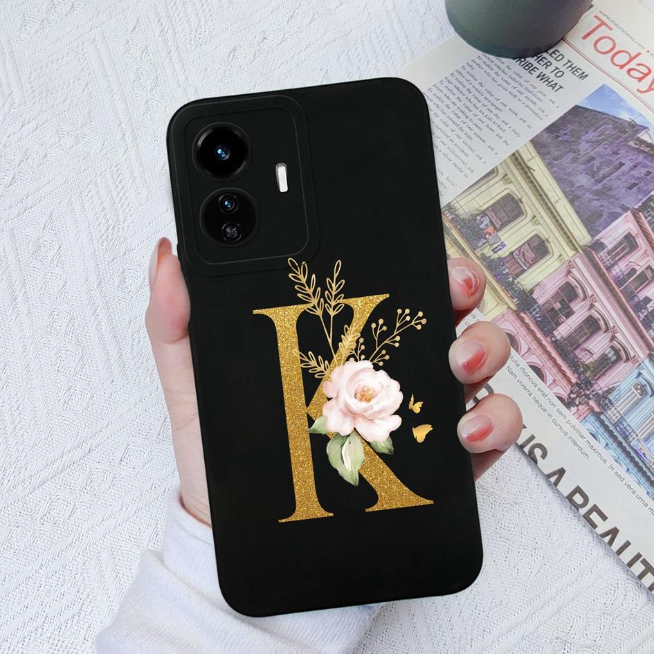 For Vivo Y90 Y91C Y77E Y53S Y56 Y70S Y72T Y74 Y75 Y81 Case Fashion Liquid Silicone Couple Case Flower Letters For Vivo Phone Case Funda Coque Bumper