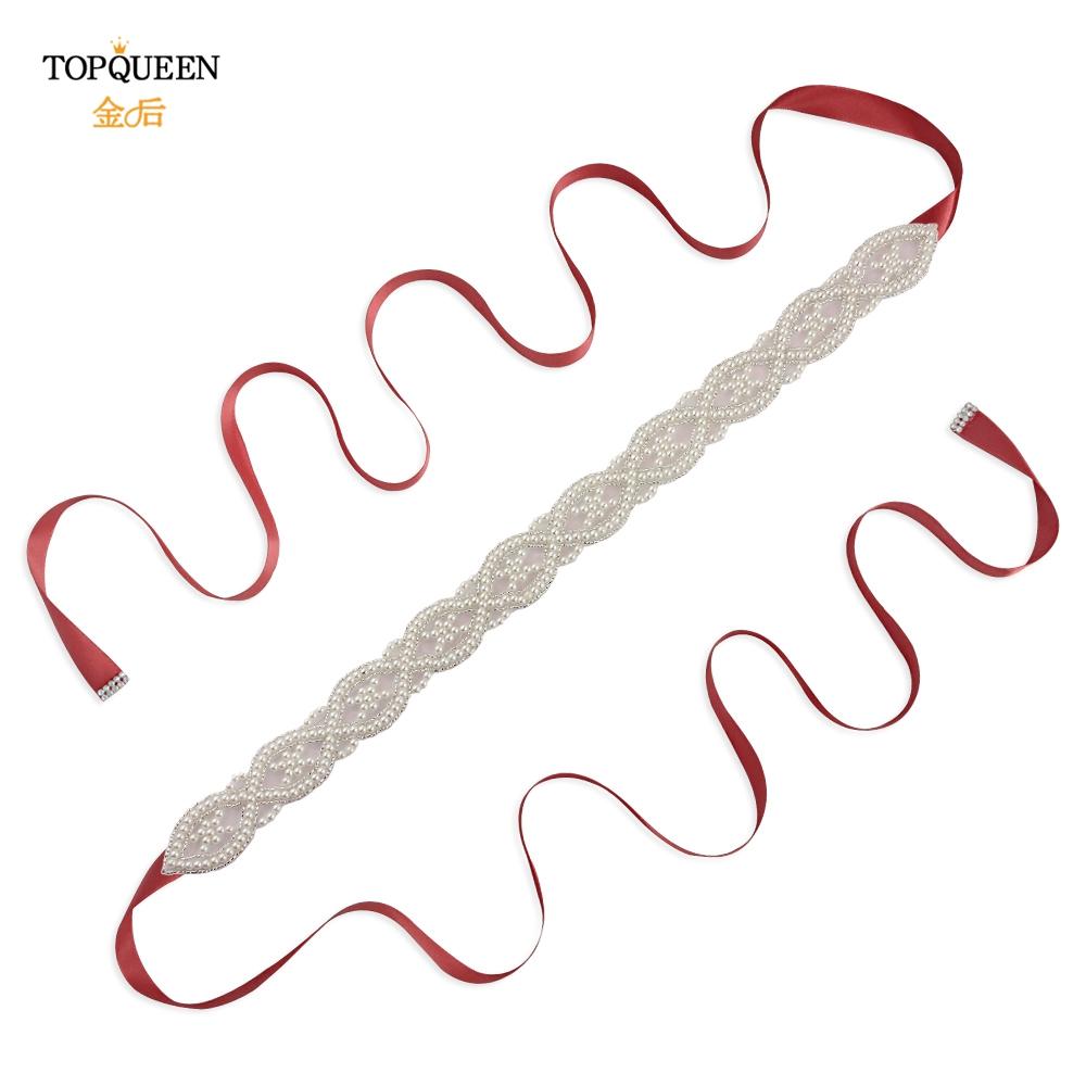

TOPQUEEN S353A Пояси ручної роботи для весільних суконь Прикраси з перлами Жіноча весільна жіноча офіційна вечірня сукня Стрічка пояси