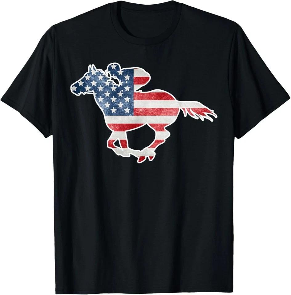 Funny Horse Racing Vintage Horse Flag KY Derby Horse T-Shirt 4XL