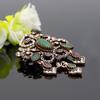 Byzantine Style Women's Resin Vintage Brooch Antique Gold Color Ethnic Wedding Jewelry