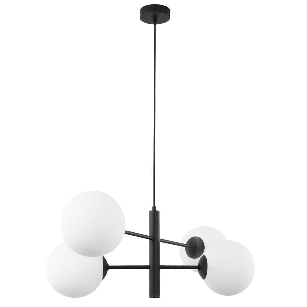 Vicenza Black Hanging Lamp 4-Flat White Lampshade E14