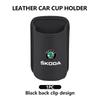 Für Skoda Leder Auto Wasserbecherhalter Innen Getränkehalter Organizer Zubehör Fabia 1 2 Octavia a7 RS Superb Rapid Yeti Karoq
