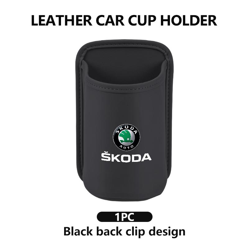 Für Skoda Leder Auto Wasserbecherhalter Innen Getränkehalter Organizer Zubehör Fabia 1 2 Octavia a7 RS Superb Rapid Yeti Karoq