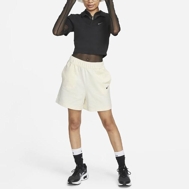 Nike High-Waisted Solid Color Casual Shorts Women Bottoms Milk-White DM6729-133