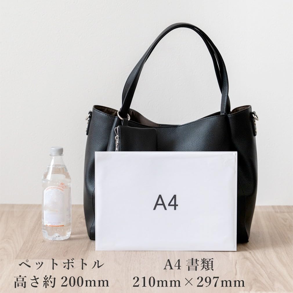 VITAFELICE Women's A4 Tote Bag with Mini Case, Sib-80038p (Black)