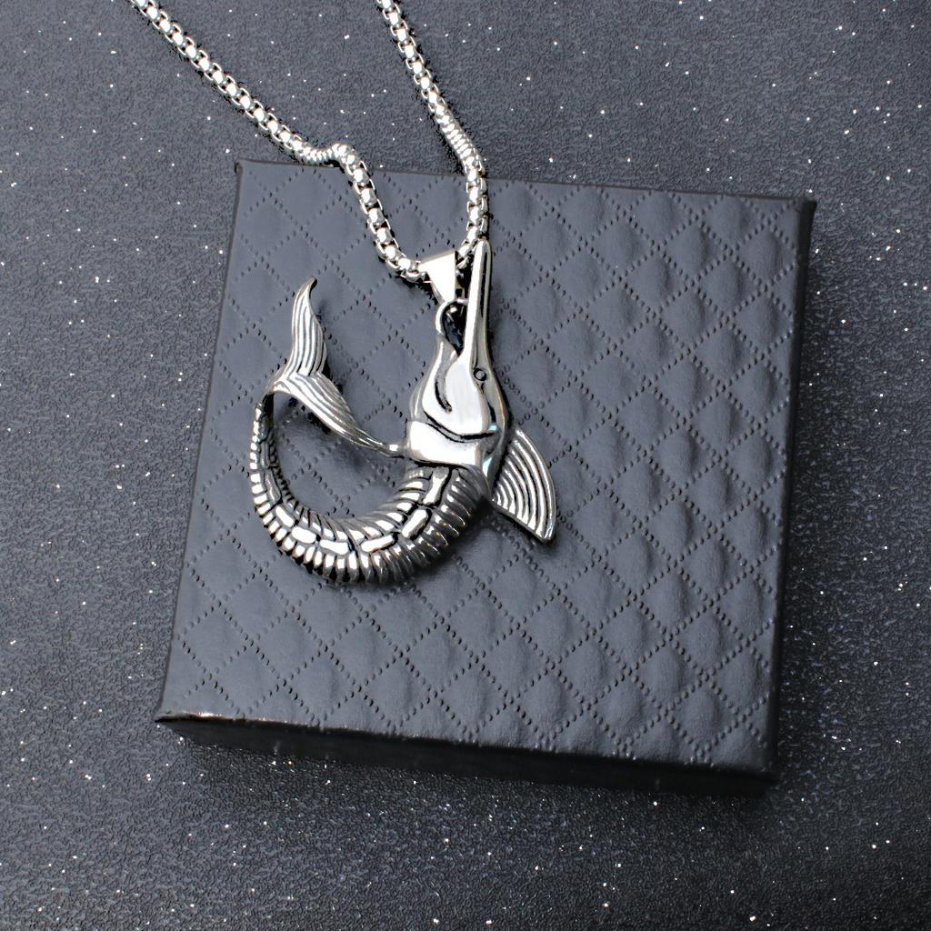 Hip Hop Trendy Fish Pendant Creative Men's Necklace Accessories ,A Gift for My Boyfriend