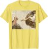 Creation Of Adam Cat Meme Art Graphic Tee Casual Short Sleeve Tshirt For Unisex
