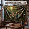 Mushroom Forest Theme Throw Blanket Custom Name Text Personalized Blanket Soft Cozy Blanket for Home Sofa Bed