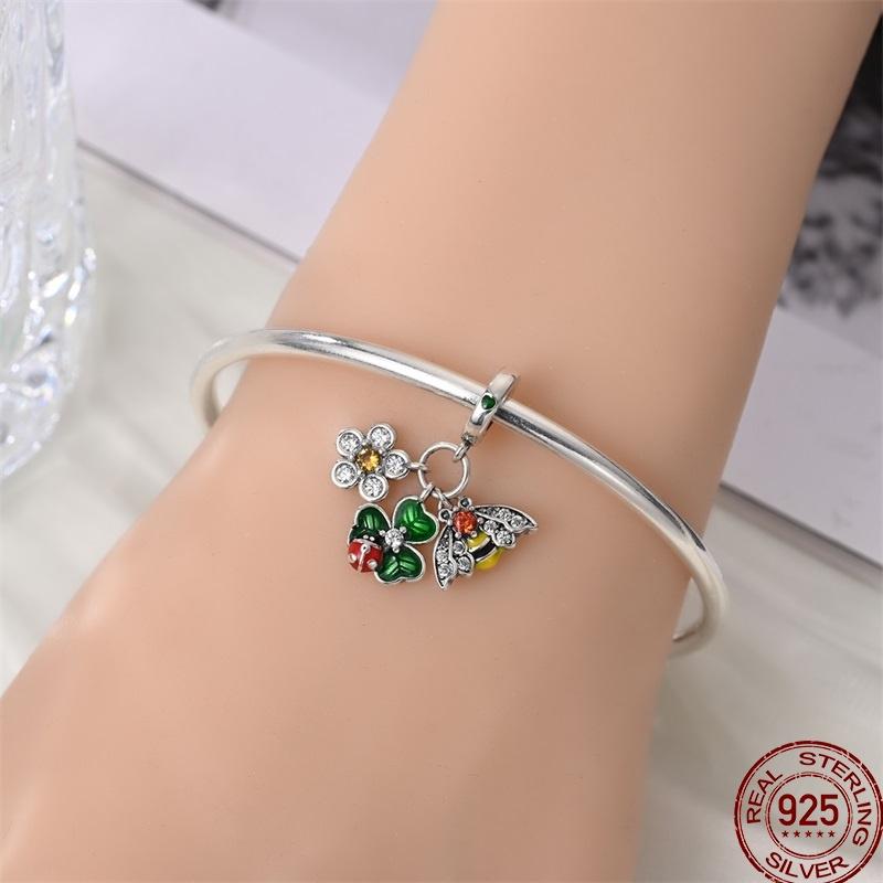 Spring New 100% Copper Flower Butterfly Cute Pet Charm Beads Suitable Fit Panoriginal Bracelet Exquisite