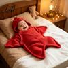 Breathable Cotton Swaddles Starfish Baby Sleep Sack Soft Knitted Full Body Swaddle Blanket with Infant Wrap Hood for Newborn Anti Kick Warm Sleeping
