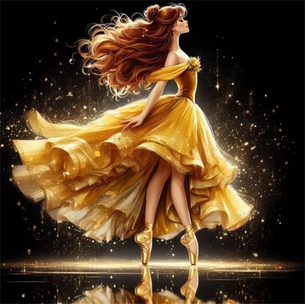 Disney 5D Diamond Painting Dancing Princesses Cross Stitch Mosaic Kit Home Decoration Wall Sticker DIY Handmade Gift