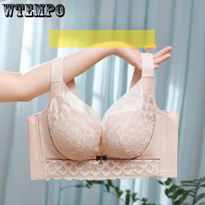 

Зібраний бюстгальтер жіночий сексуальний мереживний бюстгальтер проти провисання з бічною підтримкою аксесуар бюстгальтер без кісточок мереживний регульований бюстгальтер 40/90C рожевий