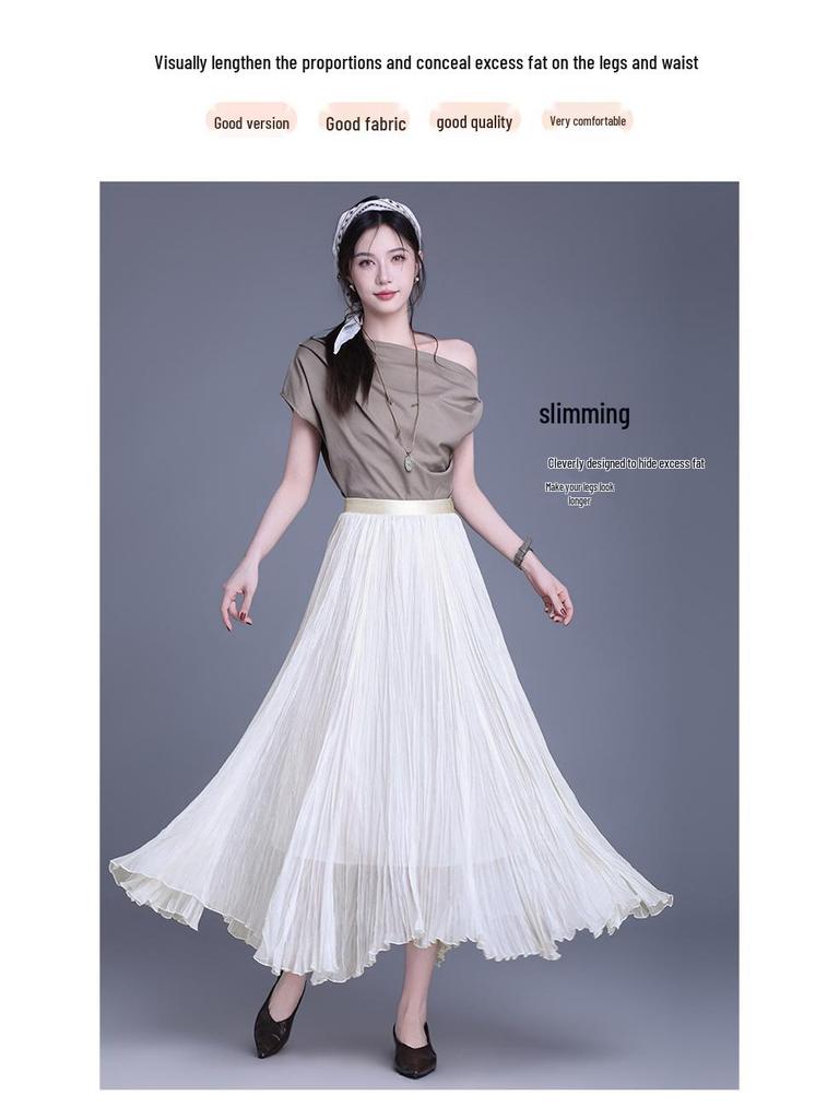 Elegant Mesh Draped Midi Skirt - Spring 2026 Collection: Irregular Hem & Pleated Design