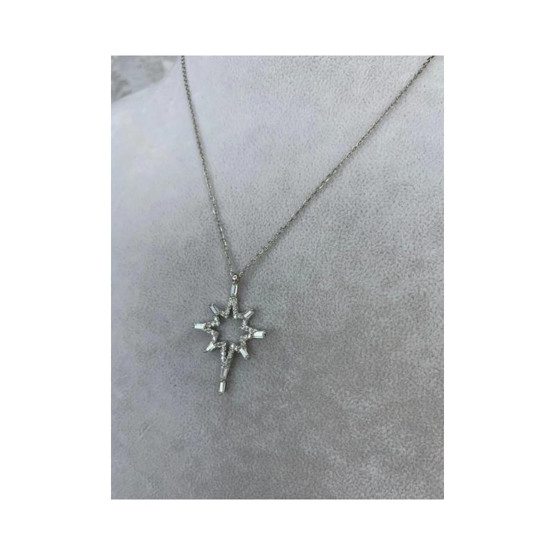 

Кулон из серебра 925 пробы с багетным камнем North Star от Tim Desing, серебряный цвет 45 cm серебряный