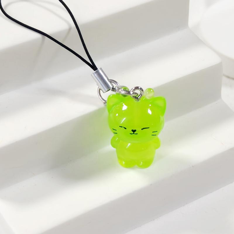 Cute Glow In The Dark Cat Keychain Resin Mobile Phone Pendant Bag Charm Backpacks Purses Pendant Party Gift