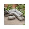 Garden Lounge Set for 4-5 People with Corner Sofa, Washable Fabric Cover, Khaki Color