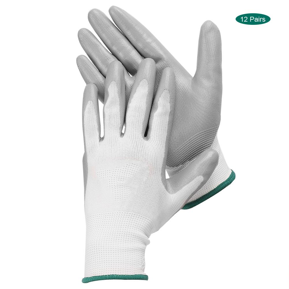 12 Pairs Professional Nitrile Gloves Wear Resistant Safety Hand Protective Work Gloves