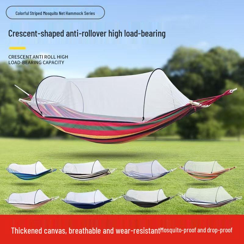 A1R Portable Double Hammock with Quick-Open Mosquito Net and Anti-Rollover Design for Outdoor Use