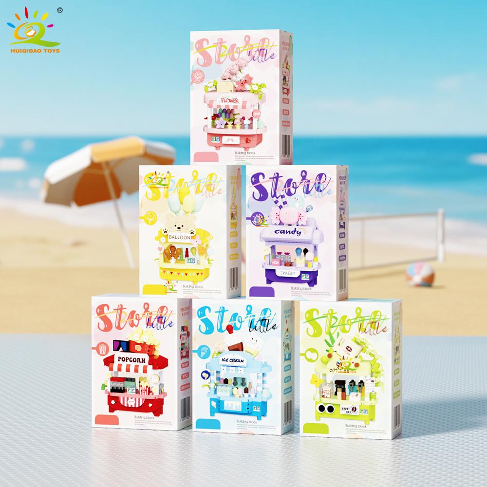 Cute MOC Dessert Street Shop Model Micro Building Block Flower Model Mini Brick Toy for Children Desk Home Decoration