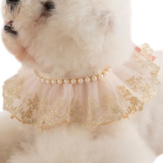 

Кружевной ошейник для домашних животных, дышащий стильный зоотоваров, кружевной ошейник для собак и кошек с розового золота