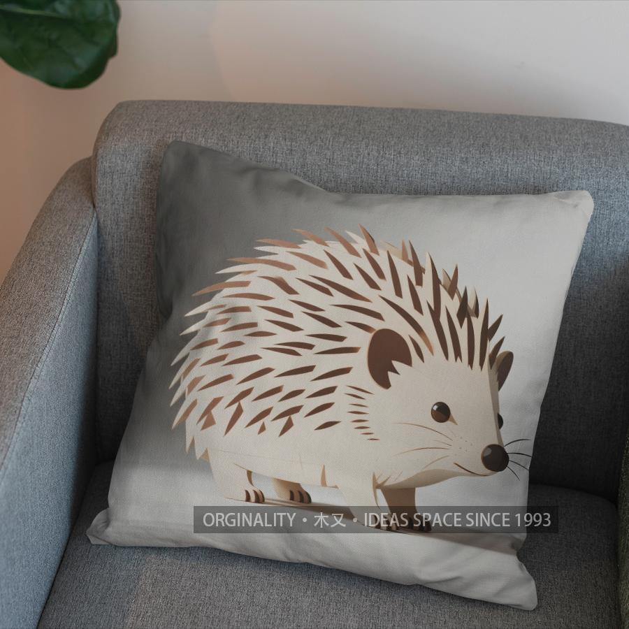 2D Stylish Hedgehog-Printed Cushion For Home Decor Pattern Cushion Cover Suitable For Sofa Bedroom Car Pillow Cover