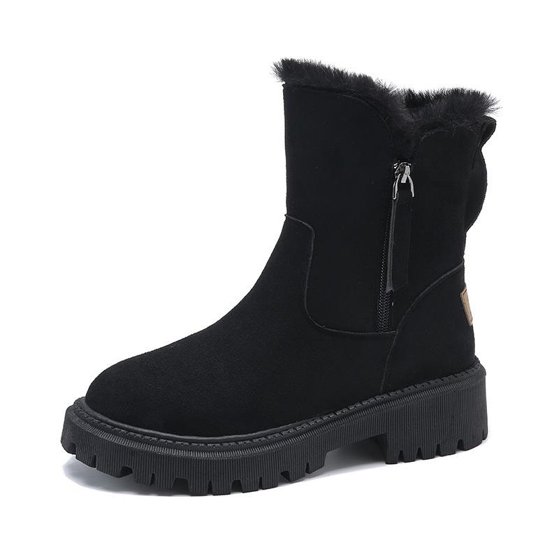 

Large size Martin boots autumn and winter, new casual boots piled and thickened warm medium tube Northeast snow cotton women 35 чёрный