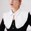 Women's Elegant Turn Down False Collar with Ruffled Trim Decorative Shawl Wrap Scarf Capelet for Dresses Blouse Top