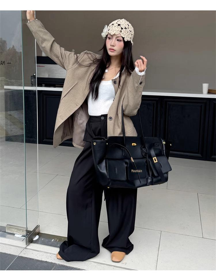 Large Kelly Cowhide Crossbody & Shoulder Bag - Fashionable Underarm Platinum Handbag with Spacious Capacity