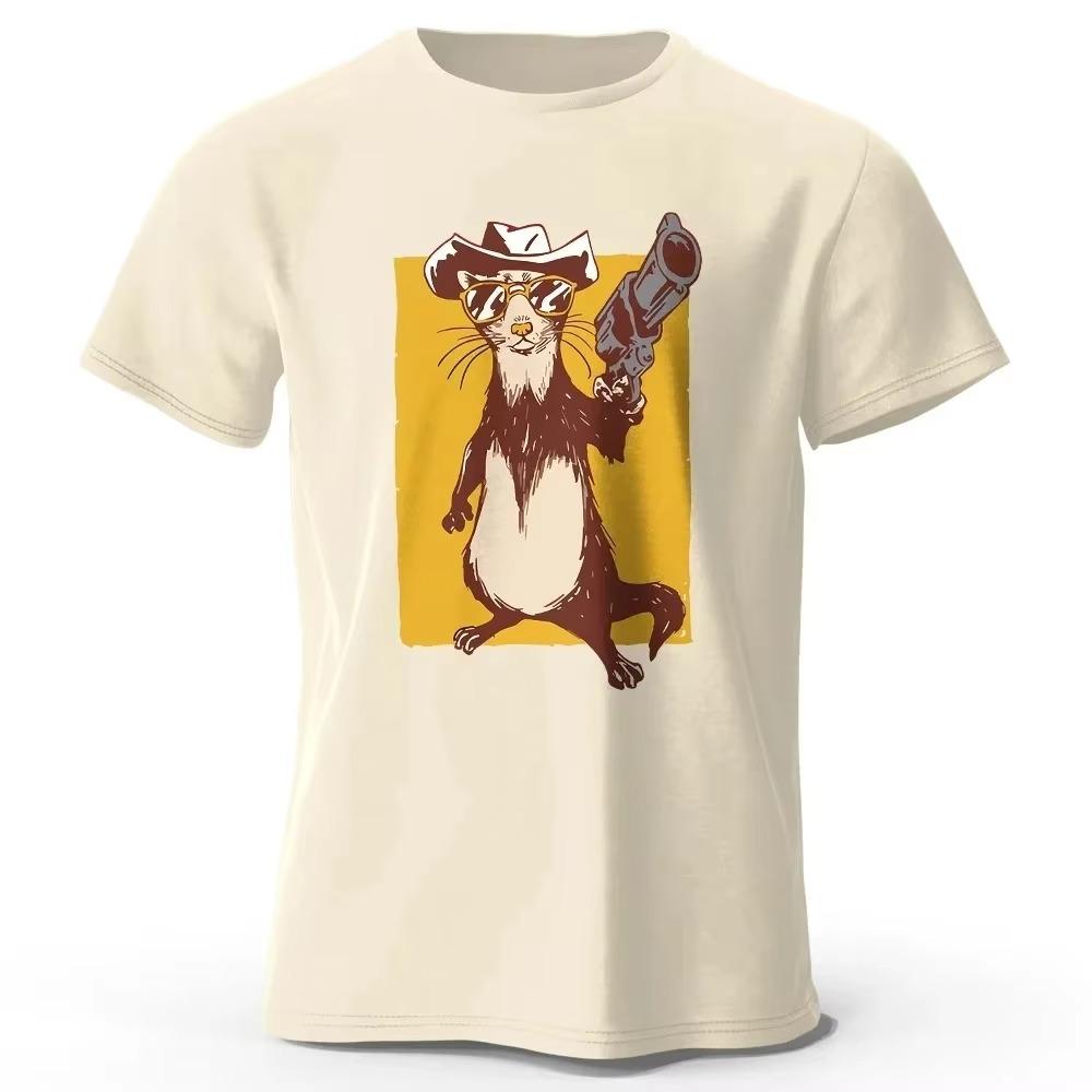 Funny Animal Printed Men T-Shirt New Vintage Graphic Summer Tees Men Women 100% Cotton Casual Oversized Tops Tshirts Streetwear