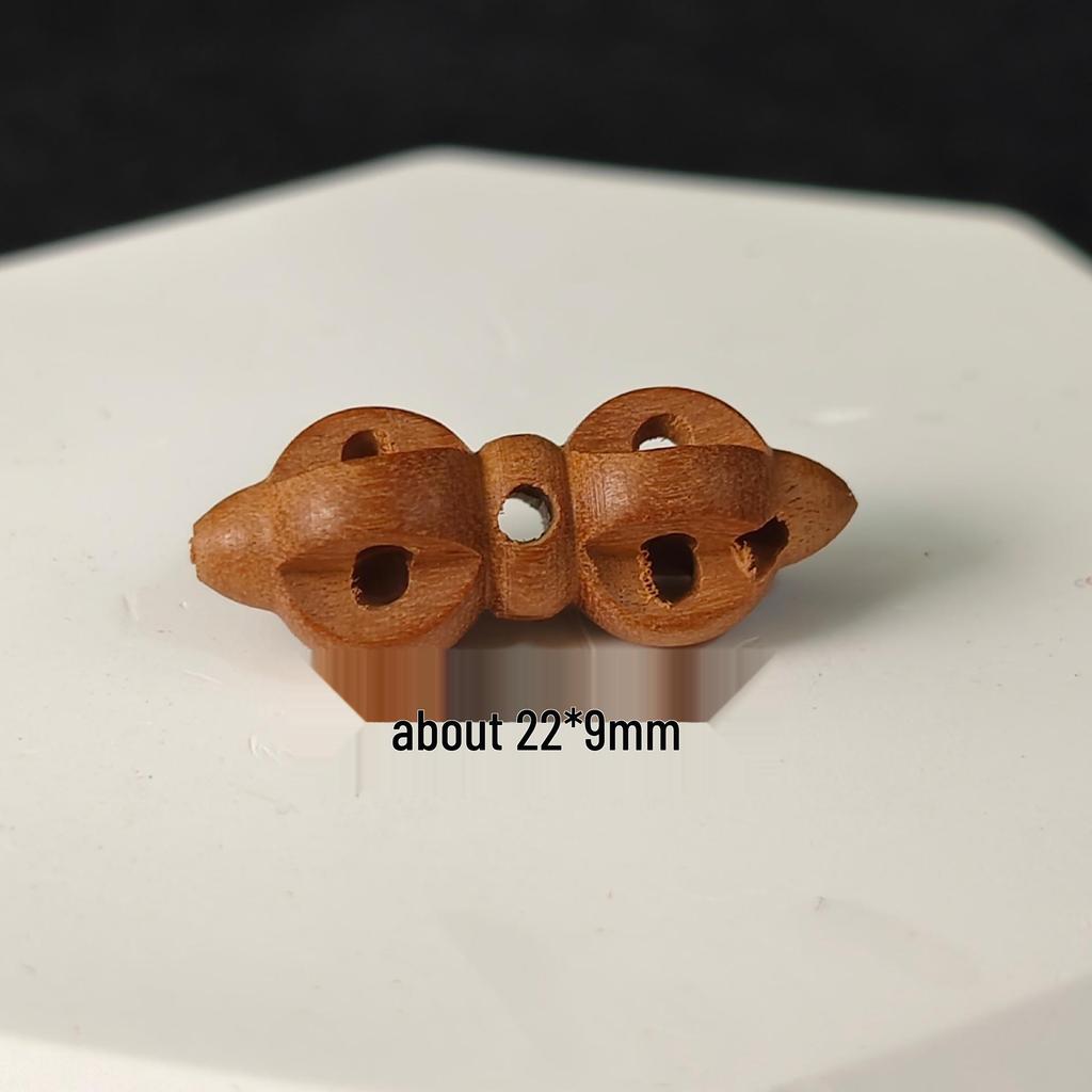 Peach Wood Vajra Bell & Pestle Bracelet Charm - Small Ritual Carving Accessory