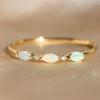 Women’s Dainty Opal Ring In Gold Plated Band – Marquise Opal Stones with CZ Accents, Delicate Stacking Jewelry Gift for Her
