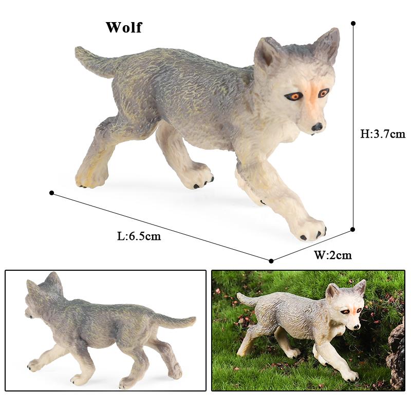 Oenux Wild Beast Animals Small Gray Wolf Maned Wolf Baby Wolves Simulation Model Action Figures Collection PVC Gift Kid Toy Gift