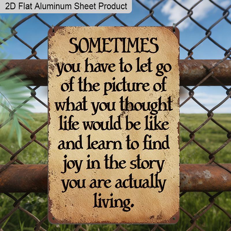 2D Flat 1pc Inspirational Vintage Aluminum Decoration Plaque, "Sometimes You Have To Let Go" Lettering Sign, Bedroom Decor, Office Decor, Therapy