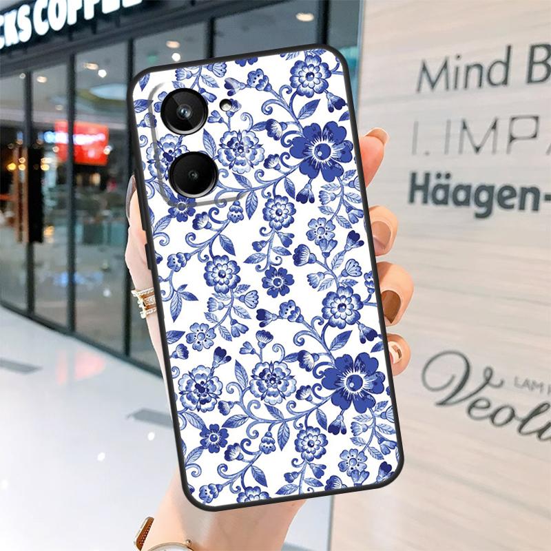 

Сине-белый фарфоровый чехол для Realme 15 14 13 12 11 Pro Plus GT6 GT7 Pro C55 C51 C35 C53 C61 C65 C67 C63 C71 C75 Realme GT6